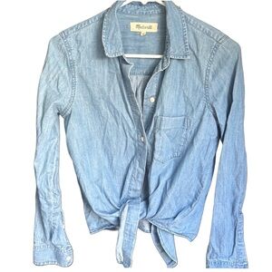 Madewell denim tie front shirt in hillford wash